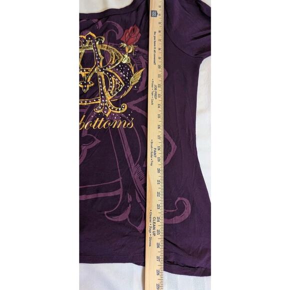 VTG Apple Bottoms Shirt Adult 2X Purple Long Sleeve Women's Deep V Back Y2K - Picture 8 of 9